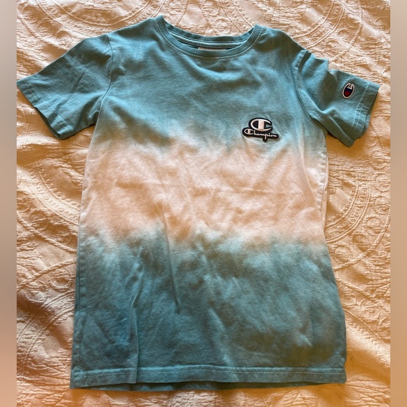 3 for$5✨Champion Kids Aqua and White Ombre T-Shirt, Size M (Age 10-12) - Picture 1 of 6